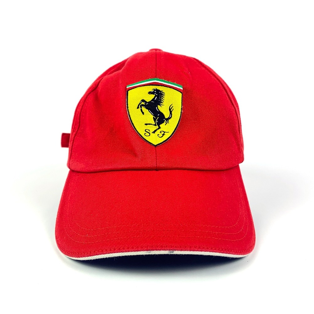 VTG Ferrari Ball Cap Hat‎ Red Produced Under License By Brandon Strapback Cotton